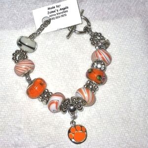 Beaded Charm Bracelet School Sports Team Theme